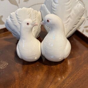 Elegant White Ceramic Dove Figurines